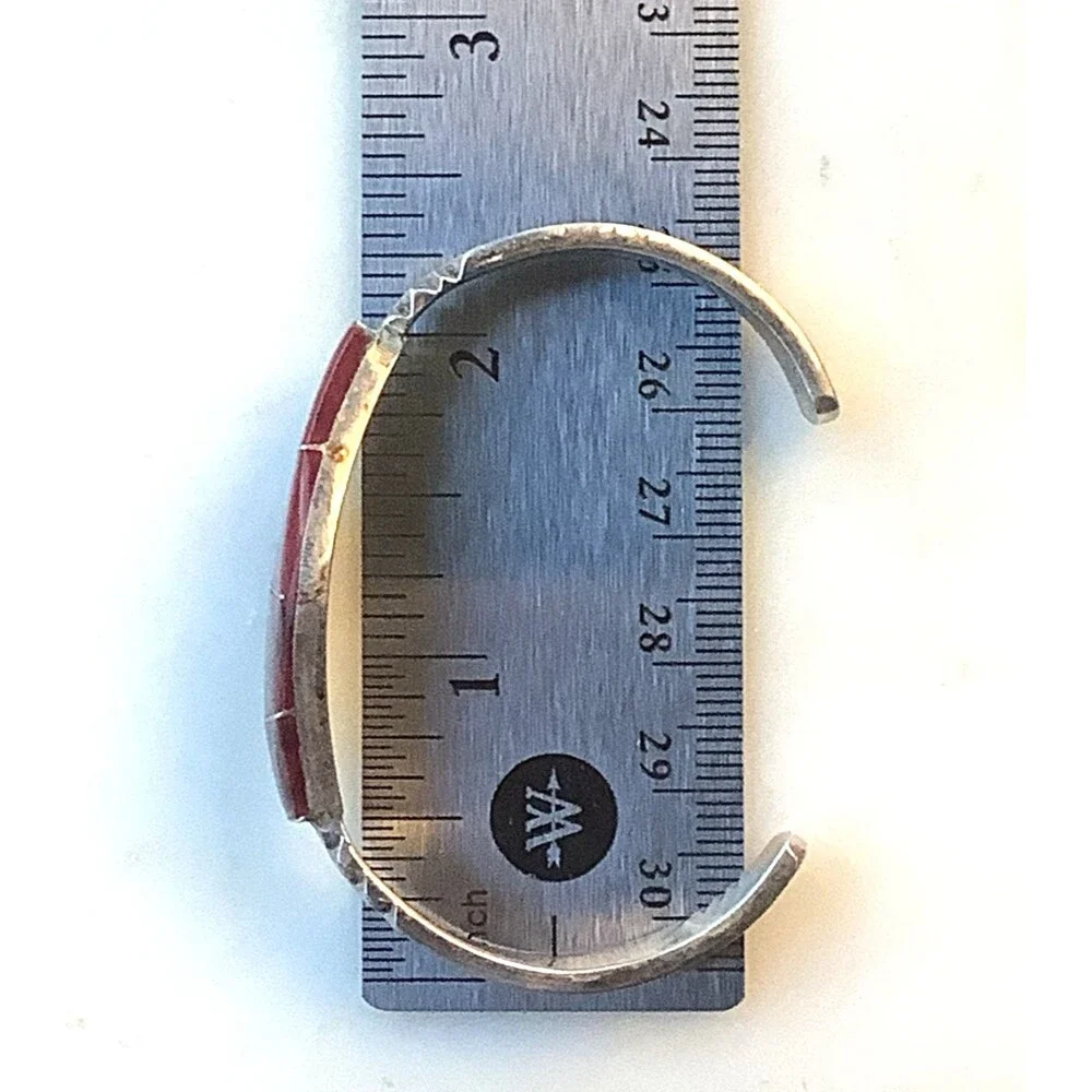 Vintage Sterling Bangle Taxco Mexico Red Jasper Silver 925 Bracelet
